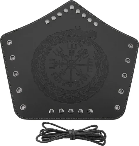 Vista 5 de Pulsera de cuero con guantelete medieval, muñequeras vikingas, guardias de tiro con arco, brazaletes de brazo ancho para mujeres y hombres, 2