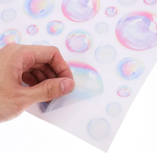 Vista 4 de VOSAREA Calcomanías de pared de burbujas para decoración de baño, calcomanías impermeables con tema oceánico para niños, cuarto de bebé, cuarto