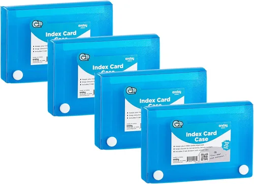 Vista 10 de Enday Tarjetero de índice de 3 x 5, estuche azul para tarjetas de índice con 5 separadores de pestañas, organizador de tarjetas de índice, soporte