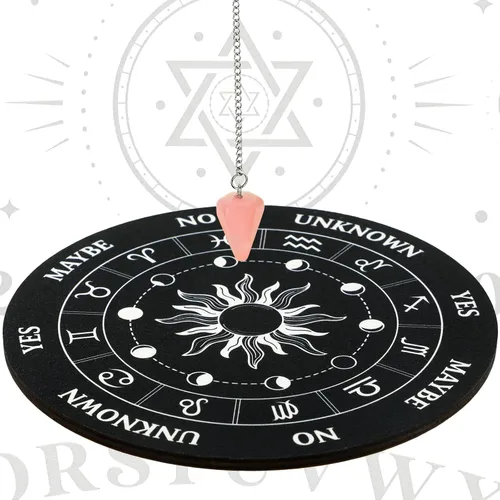 Vista 5 de Kit de radiestesia de tablero de péndulo con 3 piezas de tablero de habla espiritual, 1 collar de péndulo de cristal de mensaje metafísico, 2