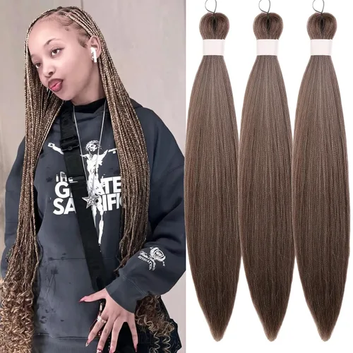Vista 23 de Cabello trenzado para niños preestirado de 16 pulgadas, color negro para niños, trenzas sin nudos