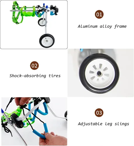 Vista 6 de Silla de ruedas ligera para perros mayores, carrito para silla de ruedas para mascotas con patas traseras discapacitadas para caminar, remolque
