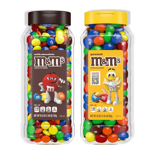 Vista 7 de M&M'S Frascos de caramelos de chocolate con leche a granel, surtido de caramelos de chocolate, caramelos a granel tamaño fiesta, bocadillos