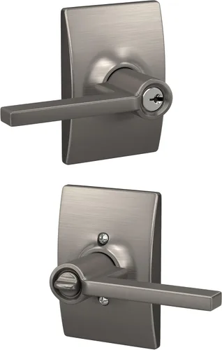 Vista 24 de Schlage F51A LAT 716 Latitude - Manija de puerta con bloqueo de entrada con llave, en acabado de bronce envejecido