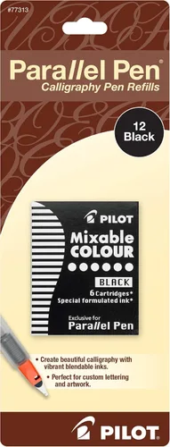 Vista 12 de PILOT Recambios de tinta Parallel de color mezclable para plumas de caligrafía, 12 colores, paquete de 12 (77312)