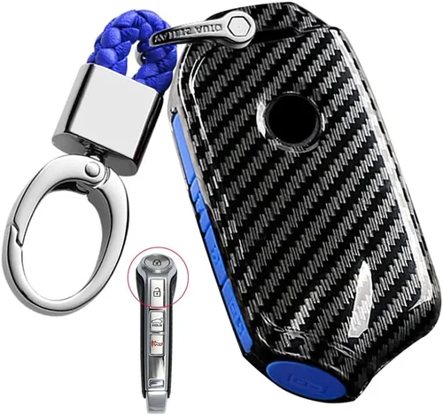 Vista 6 de ontto Funda para llavero de automóvil con patrón de carbono para Kia Stinger GT K9 K900 Sportage R Stinger Cerato Sorento 2018 en adelante