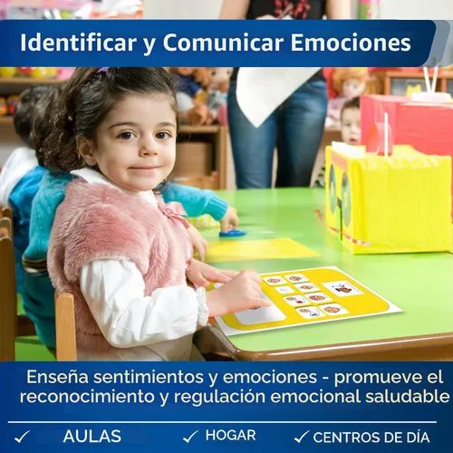 Vista 2 de Tabla de sentimientos para niños con autismo, tablero de emociones A4 - 'I