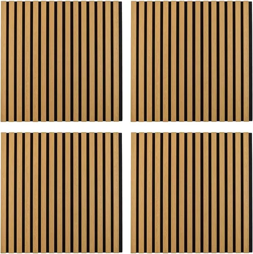 Vista 26 de IZODEKOR Paneles de pared acústicos de madera de 23.5 x 23.5 pulgadas (paquete de 2) – Paneles decorativos absorbentes de sonido para decoración