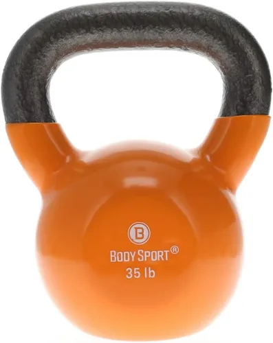 Vista 13 de Body Sport Pesas rusas de hierro con revestimiento de vinilo – Pesa rusa para levantamiento de pesas – Pesa rusa de entrenamiento de fuerza