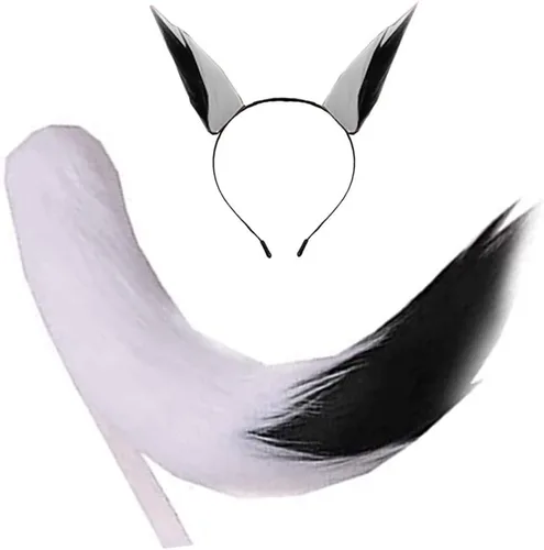 Vista 11 de Anime Wolf Fox/Cat - Cola de felpa de 25 pulgadas + 2 orejas de clip para Halloween Cosplay