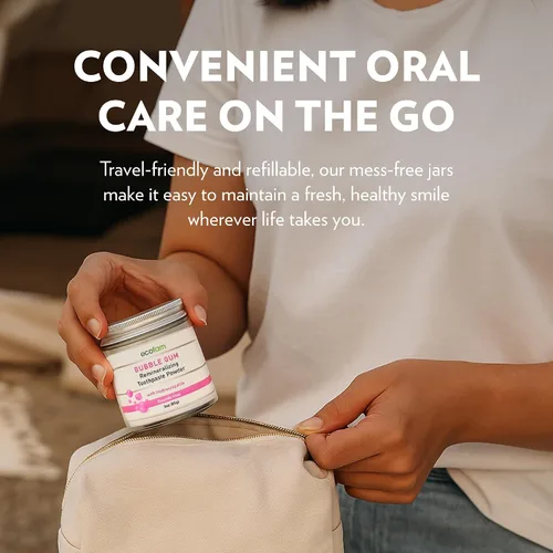 Vista 6 de Ecofam Polvo de pasta de dientes – Polvo de dientes remineralizante, hidroxiapatita y xilitol, sin flúor, apoya la fuerza del esmalte y la salud