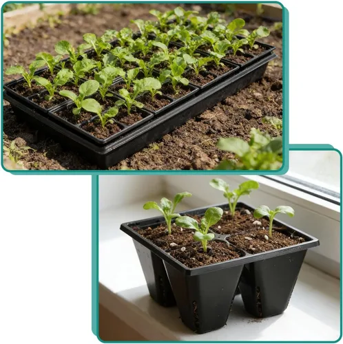 Vista 9 de RooTrimmer Paquete de 40 bandejas reutilizables de 4 celdas para plantas de semillero, bandejas profundas de células grandes con agujeros de drenaje
