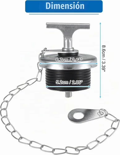 Vista 7 de uxcell Tapa universal de llenado de aceite de motor de 2 pulgadas con cadena para motores N14 L10 M11 ISM Deisel
