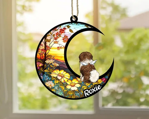 Vista 423 de LOVELYPOD Adorno de Navidad personalizado para perro Basset Hound (marrón) Basset Hound (marrón) adorno para atrapasoles de perro, razas de perros