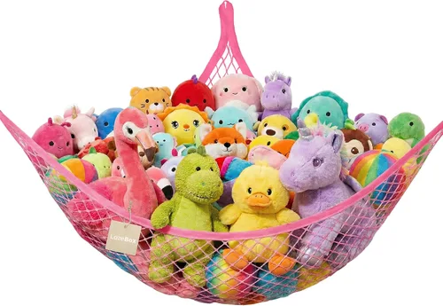 Vista 15 de Lazebox Hamaca de red para animales de peluche para juguetes de peluche, hamaca de animales de peluche de esquina para decoración de habitación