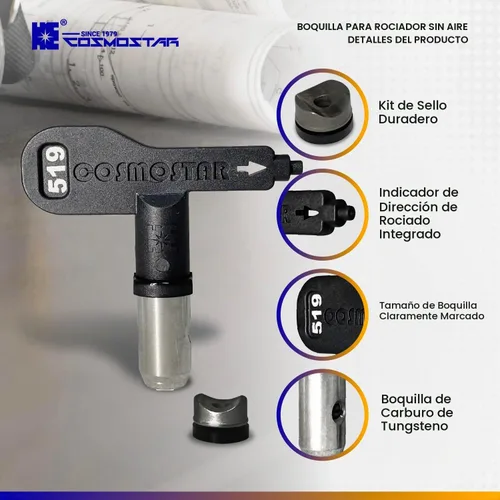 Vista 6 de Cosmostar 211 Boquilla de punta de pulverización sin aire resistente, reversible, fácil de limpiar, compatible con RAC IV y TRU211 Tip Guard
