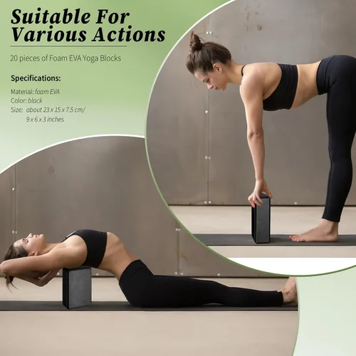Vista 3 de 20 bloques de yoga de espuma EVA ligeros, antideslizantes, de apoyo, accesorios de yoga para pilates, estiramiento y meditación, yogui para hombres