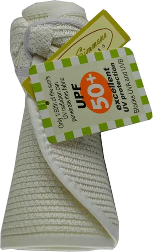 Vista 2 de Jeanne Simmons Visera de paja de papel rollo de verano para mujer, protección UV UPF 50+, color blanco, Blanco
