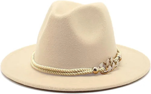 Vista 8 de Sombrero Fedora Panamá de fieltro de ala ancha para dama con Azul bebé