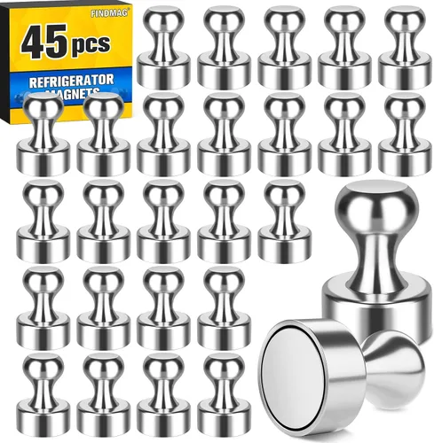 Vista 16 de FINDMAG Paquete de 16 pines magnéticos, imanes fuertes para nevera, imanes de borrado en seco para pizarra blanca, oficina, accesorios de casillero