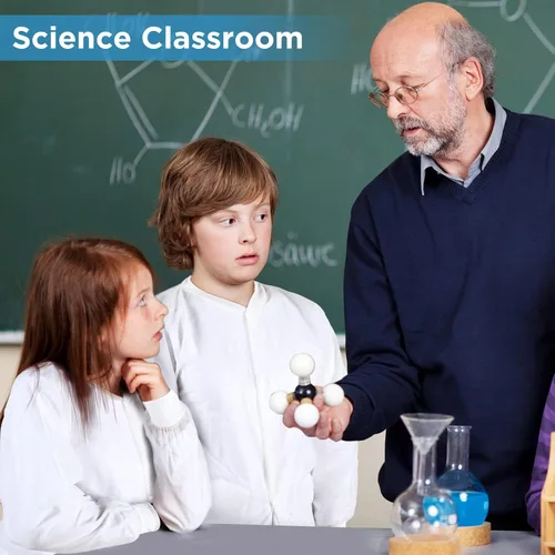 Vista 6 de 10 abrigos de laboratorio desechables para niños, abrigos de ciencia blancos a granel para niños con puños de punto elástico y cierre frontal a