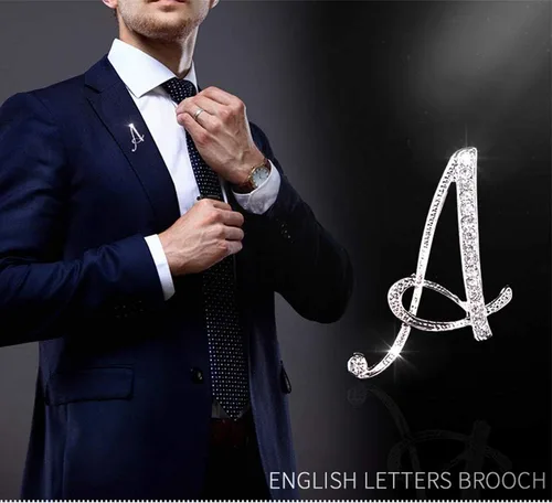 Vista 3 de ETHOON Broche de letras, broche de diamantes de imitación con inicial para mujer, manualidades, plateado A-Z, Joya