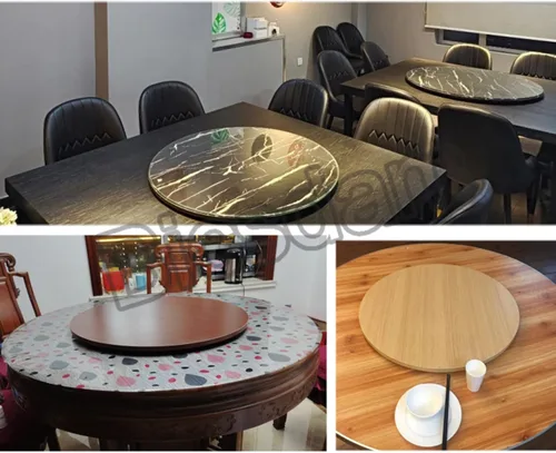 Vista 6 de Tocadiscos de madera grande Lazy Susan, Lazy Susan - Plato giratorio de madera de 28 pulgadas/32 pulgadas, plato de servicio giratorio redondo