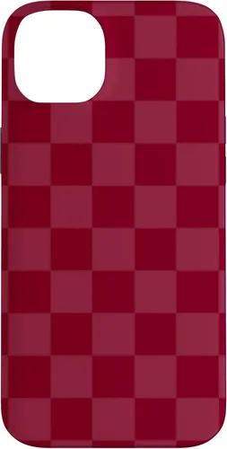 Vista 15 de Funda de diseño simple con diseño a cuadros rojo burdeos para iPhone 16