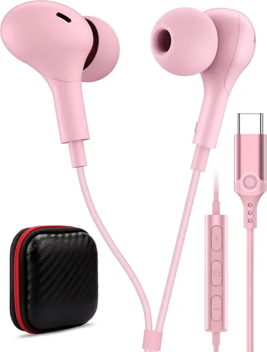 Vista 10 de Auriculares USB C para Samsung S25 FE S24 A16 A17 Auriculares con cable magnéticos en la oreja Tipo C con micrófono Control de volumen Bajo estéreo