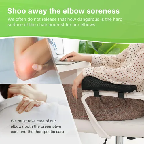 Vista 3 de Large Leaf - Juego de 2 reposabrazos ergonómicos de gel para silla de juegos de oficina con reposabrazos de espuma viscoelástica