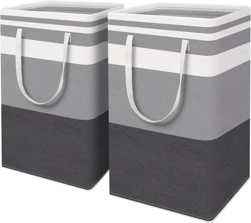 Vista 42 de HomeHacks - Paquete de 2 cestas grandes para ropa sucia, bolsas para ropa sucia (azul 75 pulgadas de largo x 2)