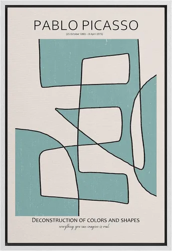 Vista 7 de SIGNLEADER Lienzo enmarcado para pared, arte semicírculo de mediados de siglo, formas geométricas, ilustraciones, arte moderno, contemporáneo