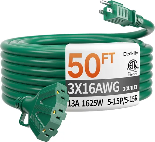 Vista 9 de Cable de extensión negro para exteriores de calibre 16 de 50 pies
