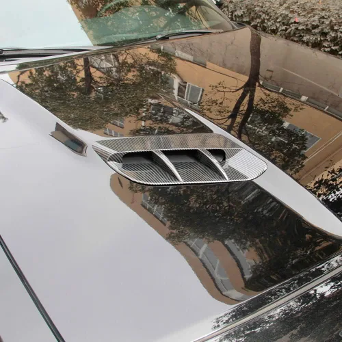 Vista 2 de Cubierta de Moldura de Ventilación de Salida de Aire del Capó del Motor para Dodge Challenger 2015-2023 (Patrón de Fibra de Carbono)