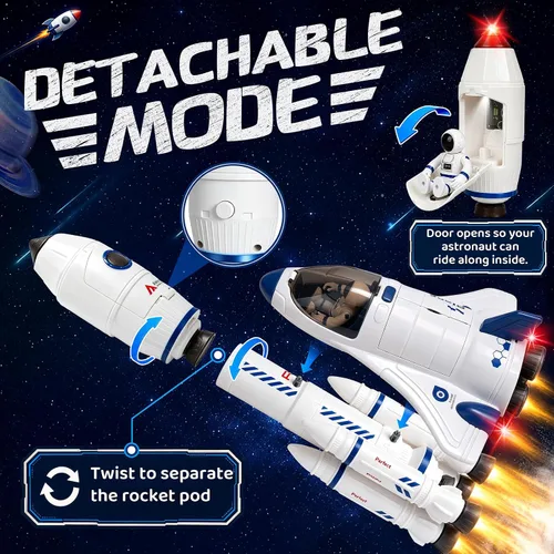 Vista 3 de Space Rocket Ship Juguetes Set para niños 3-5 5-7 con aerosol, luces