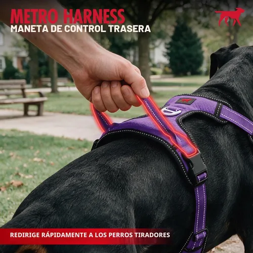 Vista 4 de Tuff Pupper Arnés para perro sin tirones, chaleco resistente para mascotas, clips para correa delantera y trasera, mango de seguridad fuerte