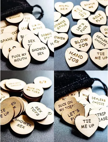 Vista 5 de Thyggzjbs 20 fichas de actividad nocturna para citas, divertidos tokens de sexo y dados sexuales románticos de madera para parejas adultas, hacen