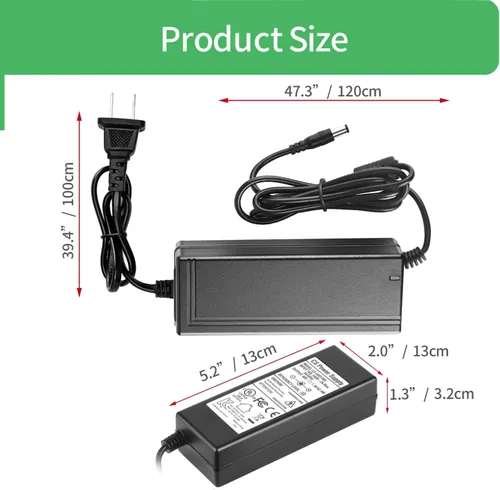 Vista 2 de Adaptador de fuente de alimentación de CA a CC 48V 1.3A 60W, enchufe 0.217 in x 0.083 in, UL listado