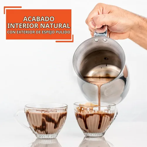 Vista 4 de IMUSA EE. UU. 1 Qt - Chocolatera tradicional de aluminio, color plateado