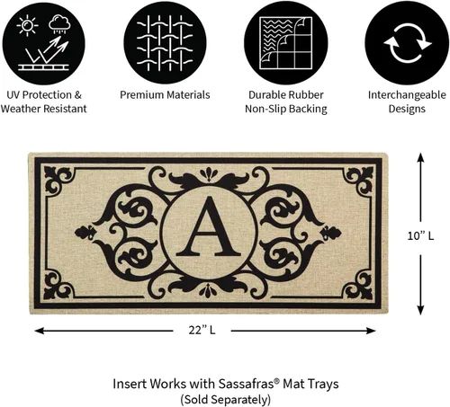 Vista 2 de Evergreen Flag Cambridge Monogram Letra A Burlap Sassafras Switch Mat 22" x 10