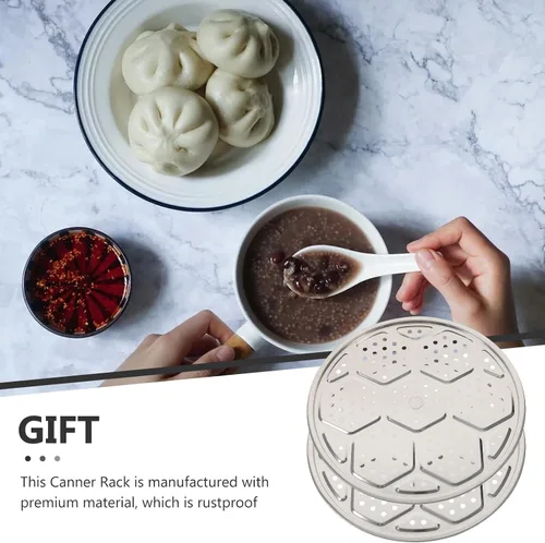 Vista 2 de Paquete de 2 estantes de vapor de acero inoxidable para tamales Bao Buns