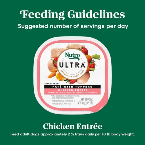 Vista 8 de Nutro Paté de comida ultra húmeda para perros con adornos de comida para perros, plato principal de pollo, bandejas de 3.5 onzas