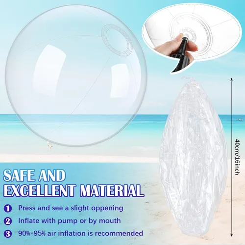 Vista 2 de Hungdao 12 Piezas Pelotas de Playa Inflables Transparentes al Por Mayor de 16 Pulgadas Pelota de Ornamento de Caldero Burbujeante Transparente