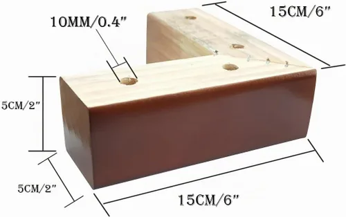 Vista 3 de Soporte de madera para sofá de cama de 2 pulgadas, patas de madera en forma de L, patas de sofá, patas de repuesto para sofá, patas de tocador, Negro