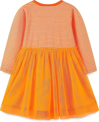 Vista 3 de HILEELANG Vestido de manga larga para niña pequeña, de algodón, con apliques, ropa casual para Navidad 23YD07#Pupkintulle