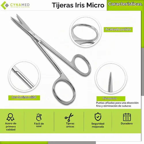 Vista 2 de Cynamed Iris - Tijeras de laboratorio de precisión de microdisección, punta fina recta, perfectas para médicos, enfermeras, EMS, estudiantes