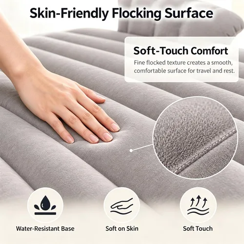 Vista 3 de Inflatable Car Air Mattress, Split Design Back Seat Car Travel Air Bed with Air Pump, Pillows & Support Column, Thickened Portable Blow Up Sleeping