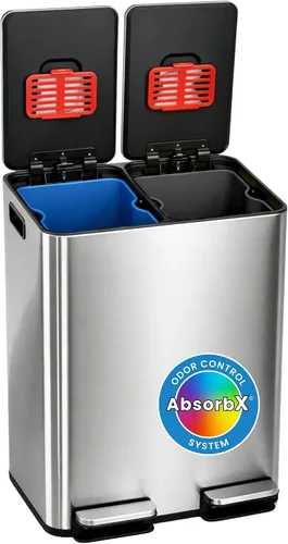 Vista 8 de iTouchless SoftStep - Bote de basura de acero inoxidable, 13.2 galones, sistema de filtro de olores, pedal y tapa con cierre silencioso y fino