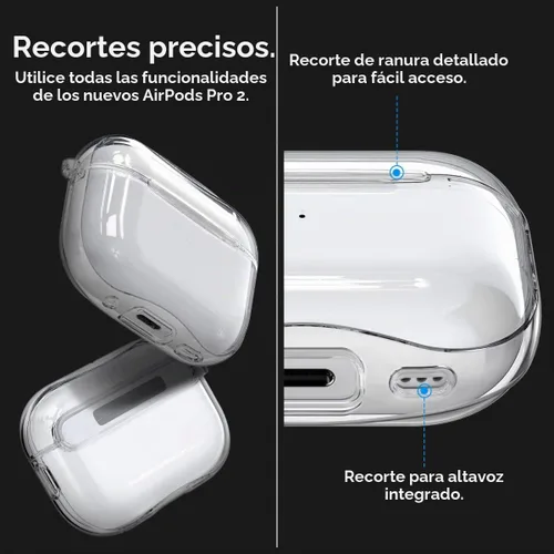 Vista 6 de Spigen Funda ultra híbrida diseñada para AirPods Pro 2 (2022/2023) TPU & PC Dual Layer Protection, Anti-Yellowing Clear Cover with Wireless