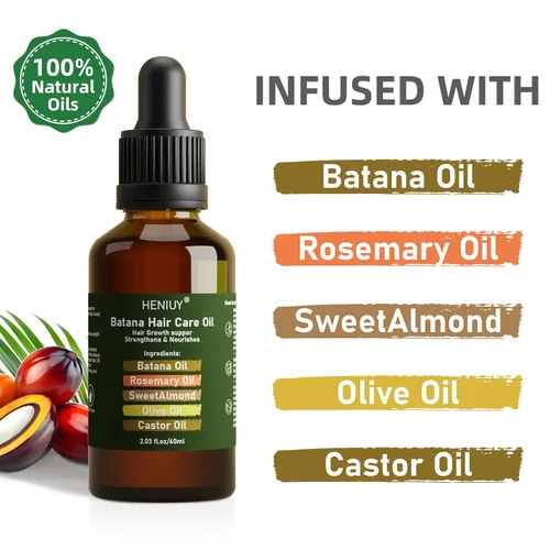 Vista 2 de Battana - Aceite para el cuidado del cabello, mezcla de aceite de romero natural y almendras dulces de 2 onzas líquidas para el crecimiento